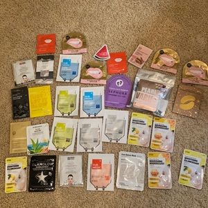 Lot of 38 face masks,lip masks,eye masks,foot mask